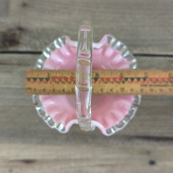 Vintage Peach Crest 7" Basket by Fenton 1940-1969 Crafted in the US - Picture 10 of 11